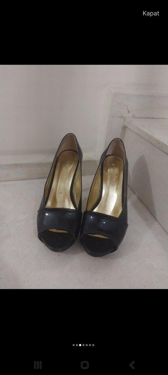 Klasik Siyah Tokalı Stiletto Topuklu Ayakkabı 38 numara - Görsel 3