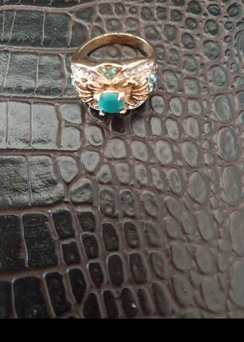 Turkuaz Taşlı Kemer Detaylı Vintage Yüzük - Görsel 4