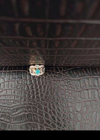 Turkuaz Taşlı Kemer Detaylı Vintage Yüzük - Görsel 2