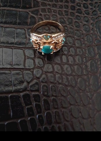 Turkuaz Taşlı Kemer Detaylı Vintage Yüzük - Görsel 3