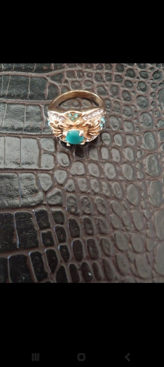 Turkuaz Taşlı Kemer Detaylı Vintage Yüzük - Görsel 4