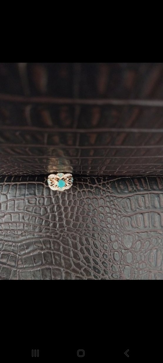 Turkuaz Taşlı Kemer Detaylı Vintage Yüzük - Görsel 2