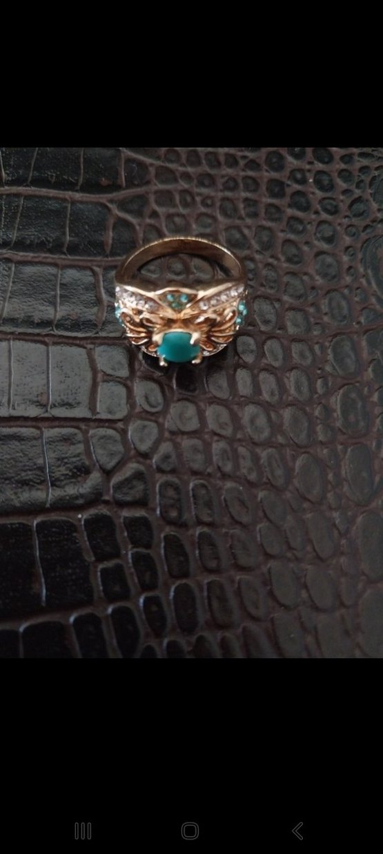 Turkuaz Taşlı Kemer Detaylı Vintage Yüzük - Görsel 3