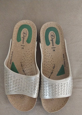 Gri Tokalı Kadın Dolgu Topuk Terlik sifir urun - Görsel 5