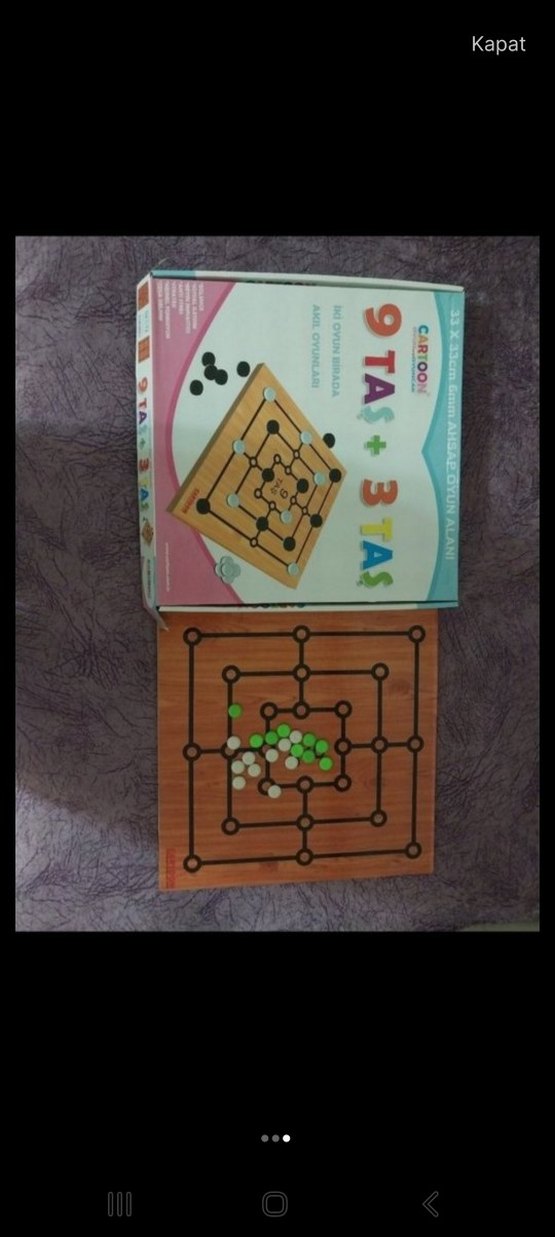Çok Renkli Ahşap 9 Taş + 3 Taş Zeka Oyunu sifirdan farksiz - Görsel 3