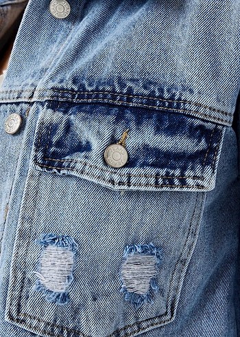Bershka Kadın Mavi Kısa Denim Ceket