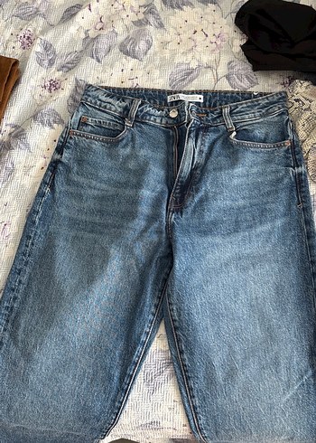 Zara Acik Mavi Rahat Kesim Denim Jean