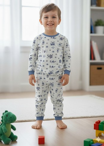 Erkek Çocuk Desenli Uzun Kollu Pijama Takımı