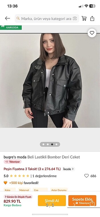 m Beden Deri ceket
