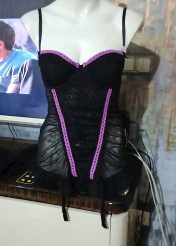 La senza Babydol Mor Nakışlı Gotik Askılı Kadın Geceliği