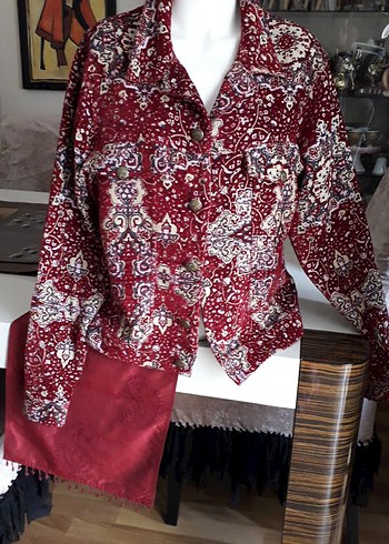 LES BENJAMİNS XS Bordo Bohem Düğmeli Uzun Kollu Ceket mont