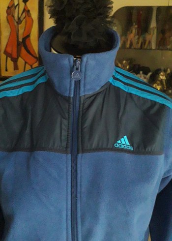 s Beden mavi Renk Adidas 12/14yaş Mavi Fermuarlı Yüksek Yakalı Spor Ceket