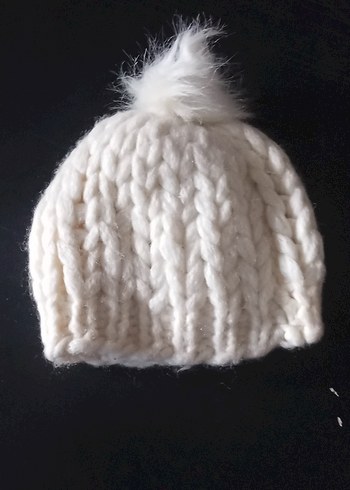 Krem ponponlu hand made - Görsel 2