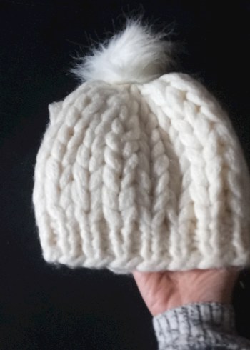 Krem ponponlu hand made - Görsel 3