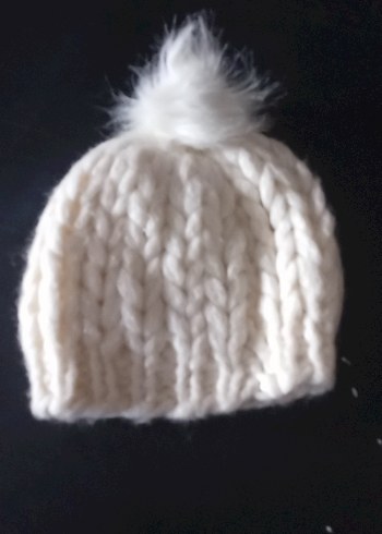 Krem ponponlu hand made - Görsel 6