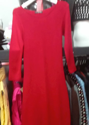 Karol kırmızı triko elbise - Görsel 3