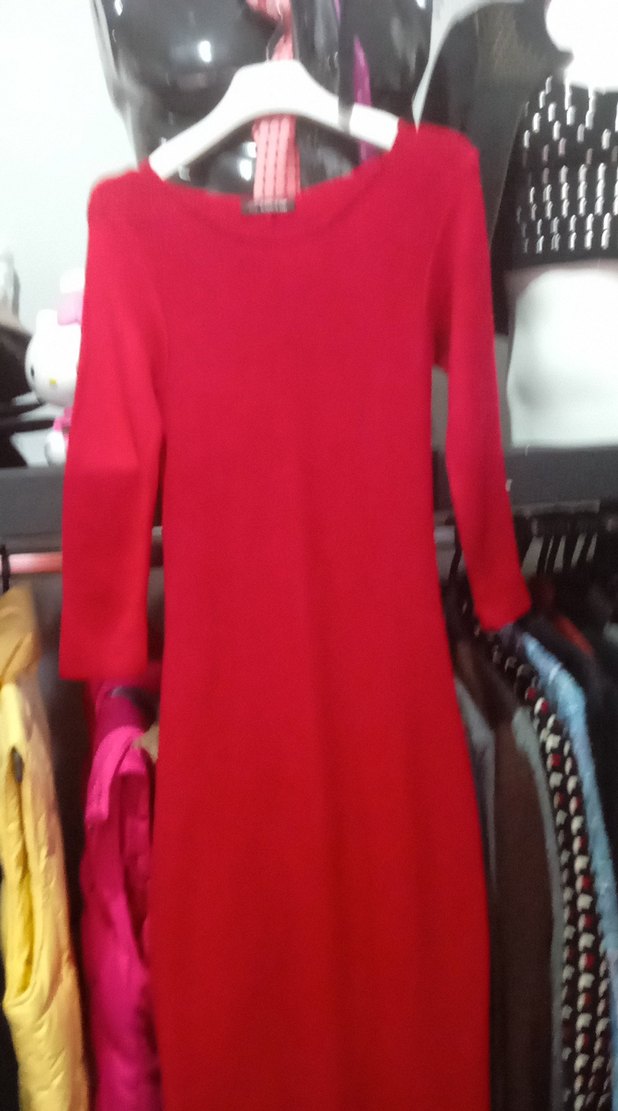 Karol kırmızı triko elbise - Görsel 3