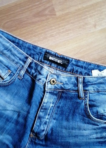 29 Beden mavi Renk Diesel Jeans Kadın Mavi Kemerli Denim Mini Şort