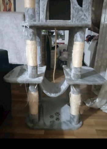 Gri Çok Katlı Kedi Tırmalama ve Oyun Evi - Görsel 6
