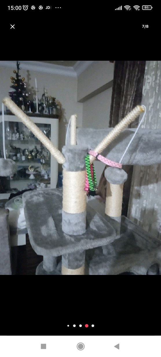 Gri Çok Katlı Kedi Tırmalama ve Oyun Evi - Görsel 4