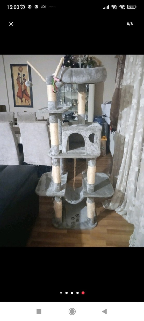 Gri Çok Katlı Kedi Tırmalama ve Oyun Evi - Görsel 3