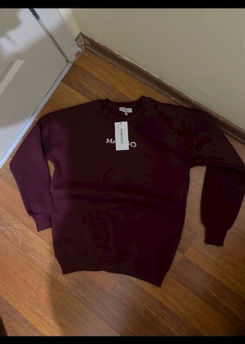 Bordo Kadın Sweatshirt, Uzun Kollu, Salaş Kesim