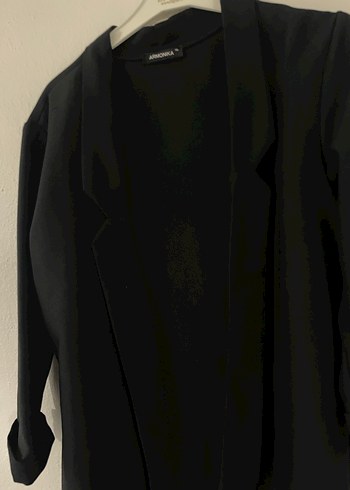 Siyah Kadın Keten Blazer Ceket - Görsel 2