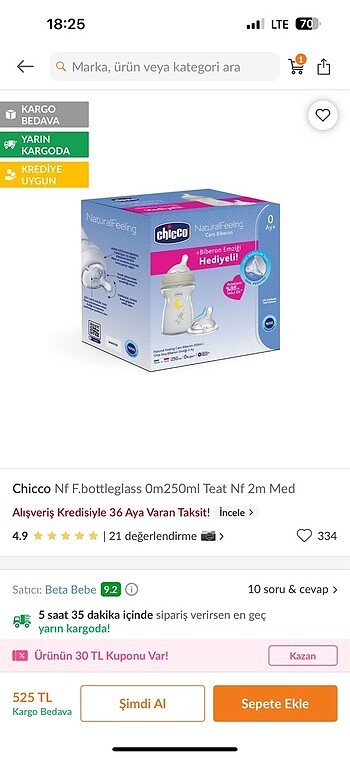 Chicco Cam biberon +yedek emzik