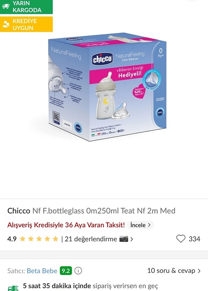 Cam biberon +yedek emzik - Görsel 2