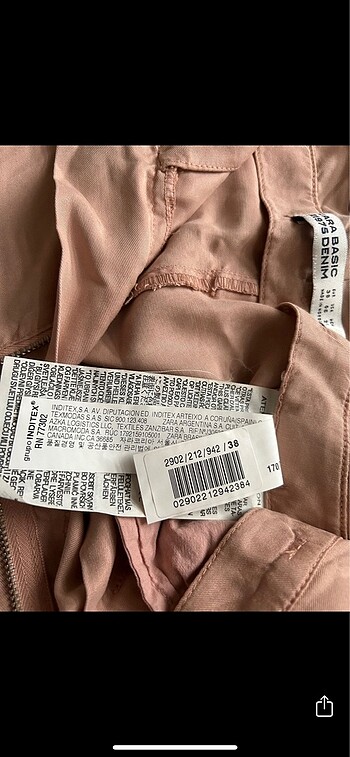 38 Beden ten rengi Renk Zara Kısa Pantolon