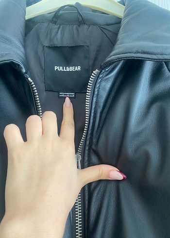 xs Beden Siyah Deri Bomber Kadın Ceket