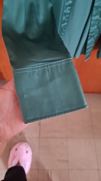 s Beden turkuaz Renk H&M saten koyu turkuaz gömlek