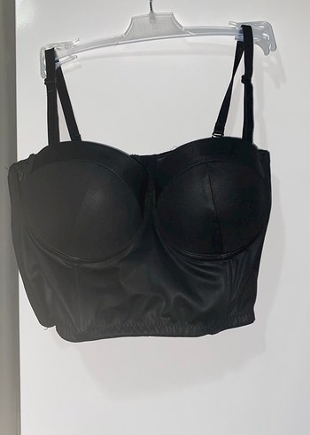 Siyah Deri Mini Büstiyer - Görsel 3