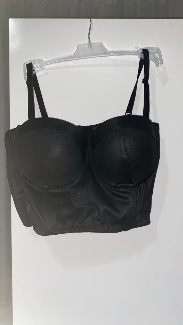 Siyah Deri Mini Büstiyer - Görsel 3