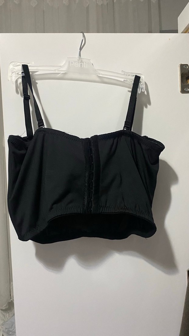 Siyah Deri Mini Büstiyer - Görsel 2