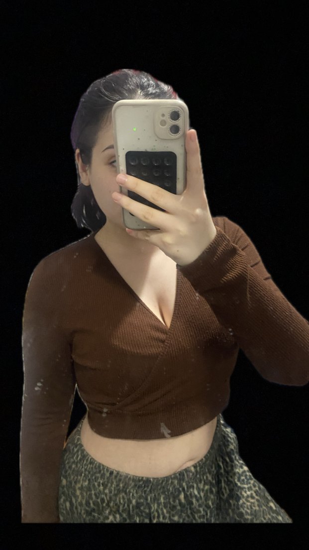 Kahverengi V Yaka Fitilli Triko Bluz - Görsel 4