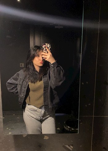 Gri Düğmeli Salaş Denim Ceket - Görsel 3