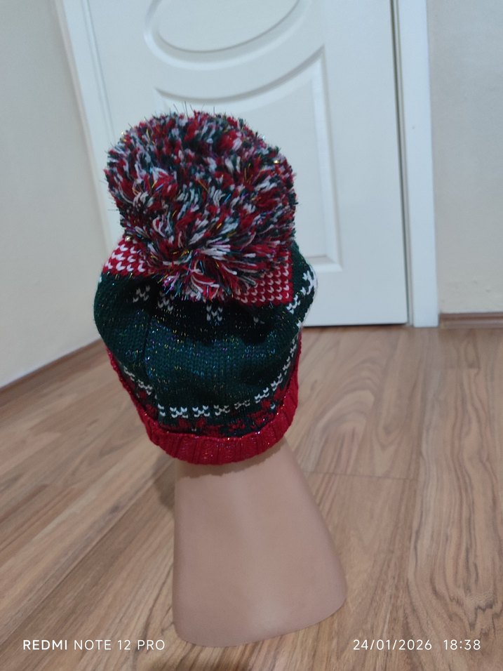 Renkli Örgü Kadın Bere - Görsel 2