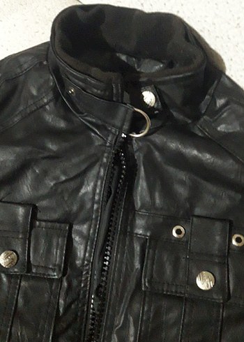 Erkek Siyah Deri Biker Ceket - Görsel 3