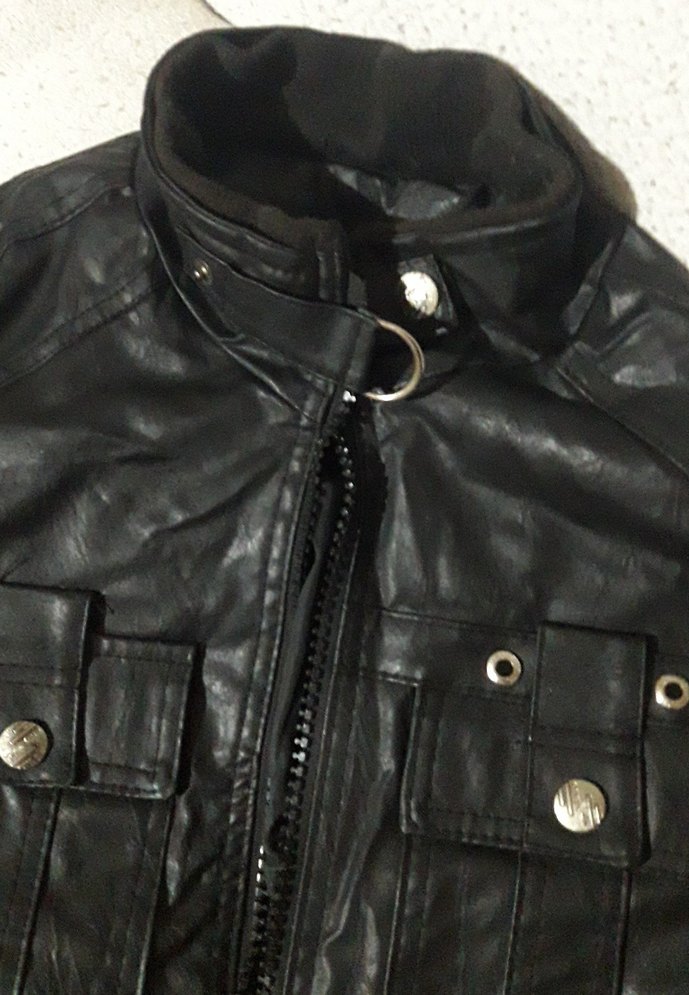 Erkek Siyah Deri Biker Ceket - Görsel 3