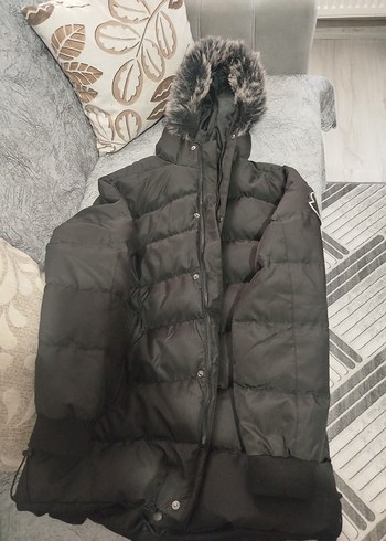 Gri Kürklü Kışlık Mont - Görsel 2