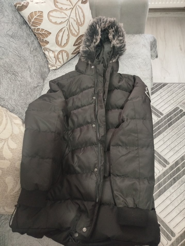 Gri Kürklü Kışlık Mont - Görsel 2