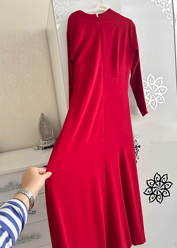 48 Beden Drapeli Bordo Uzun Kollu Kadın Elbise