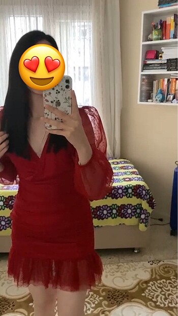 xs Beden Şık mini kırmızı elbise