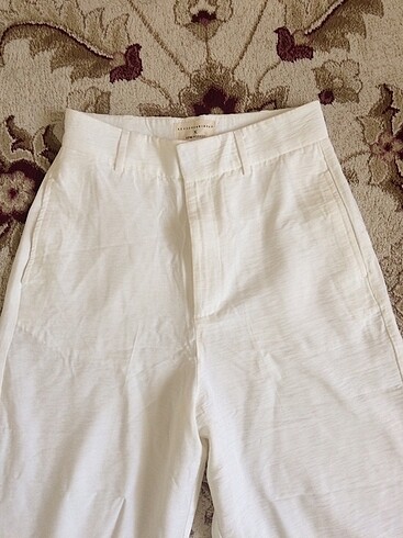 36 Beden Beyaz keten pantolon