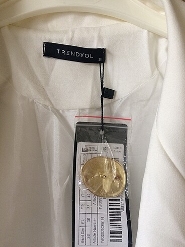 36 Beden beyaz Renk Beyaz Blazer ceket