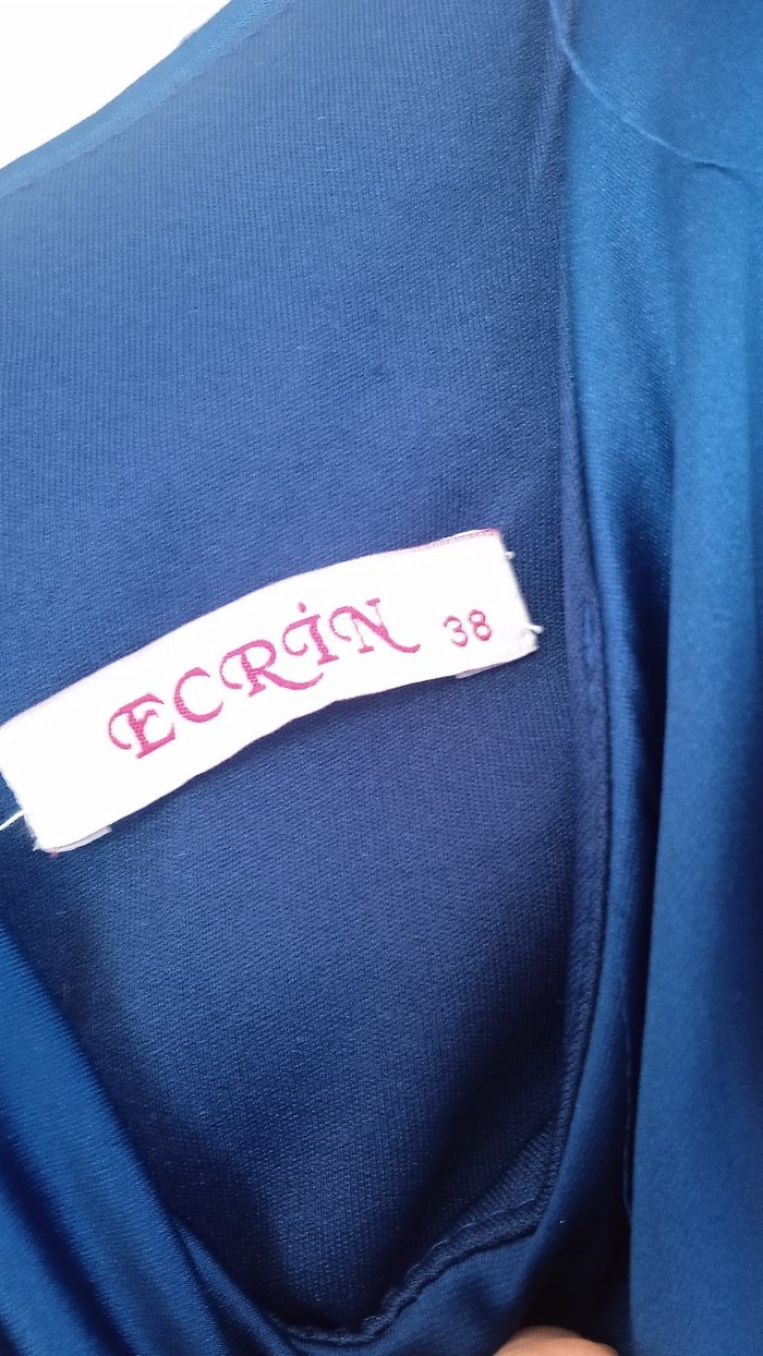 Kadın Saks Mavisi Uzun Drapeli Straplez Gown - Görsel 3