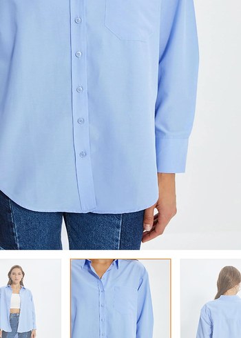 40 Beden Açık Mavi Oversize Gömlek