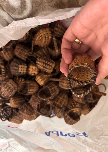 Küçük Kahverengi Hasır Sepet hediyelik - Görsel 2