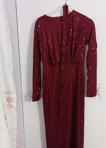 36 Beden bordo Renk Elbise
